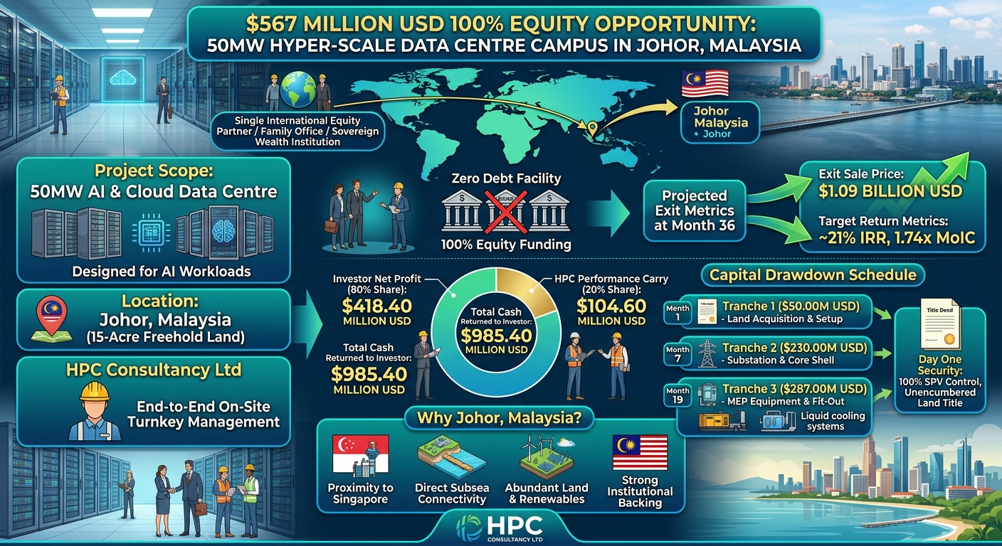 HPC Consultancy Announces $567 Million USD 100% Equity Opportunity for 50MW Hyper-Scale Data Centre Campus in Johor, Malaysia